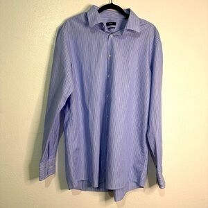 Hugo Boss Blue Button-Down Dress Shirt Long-Sleeved. Sharp Fit. 17 1/2. 34/35.